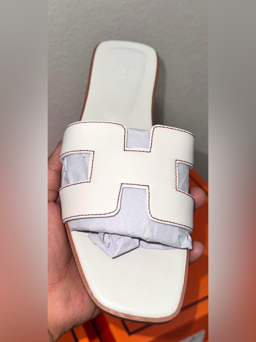 White Women's Slide Sandal with Cutout Strap